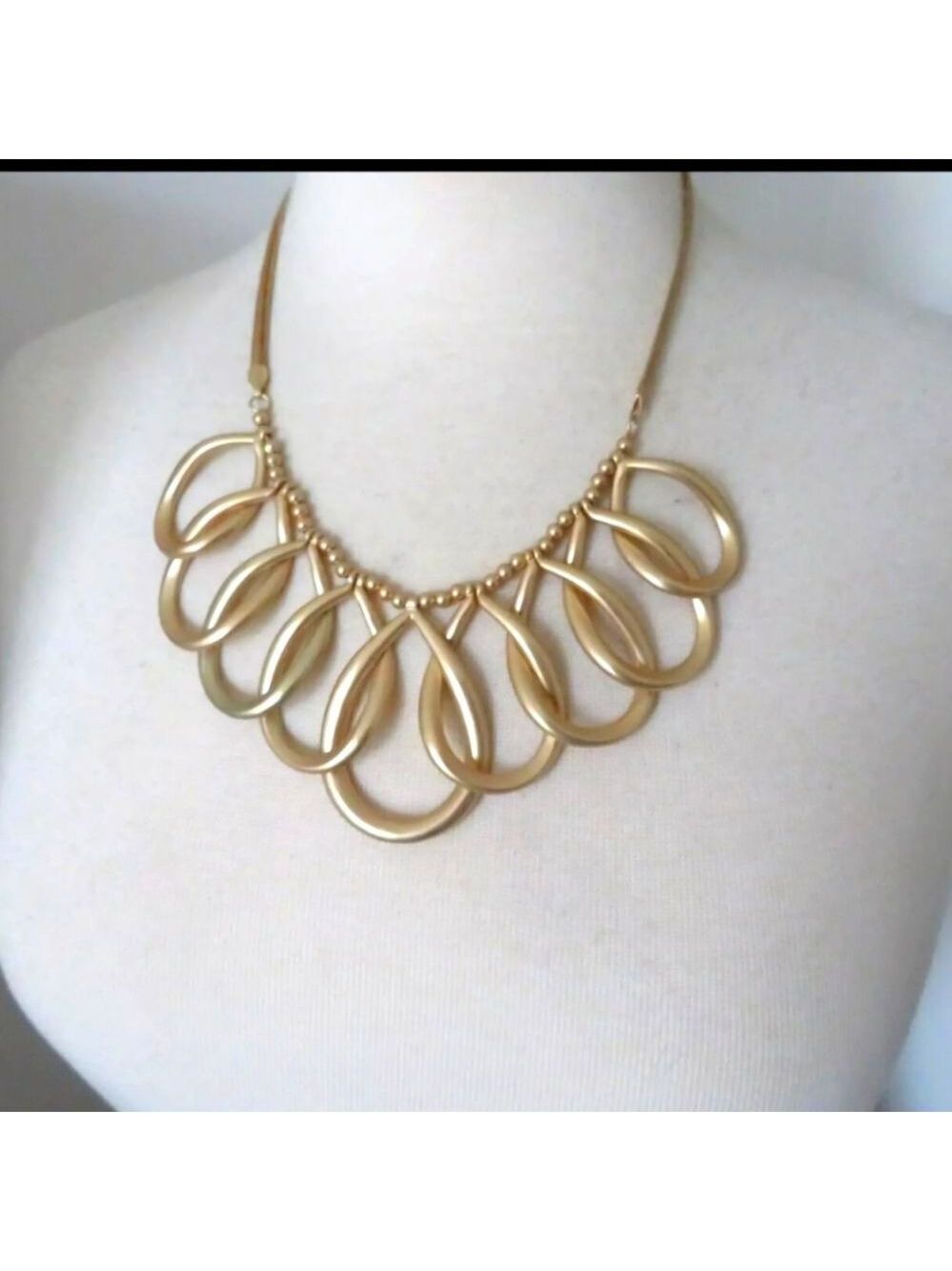 ERICA LYONS GOLD TEARDROP BIB NECKLACE 16-19" NWOT